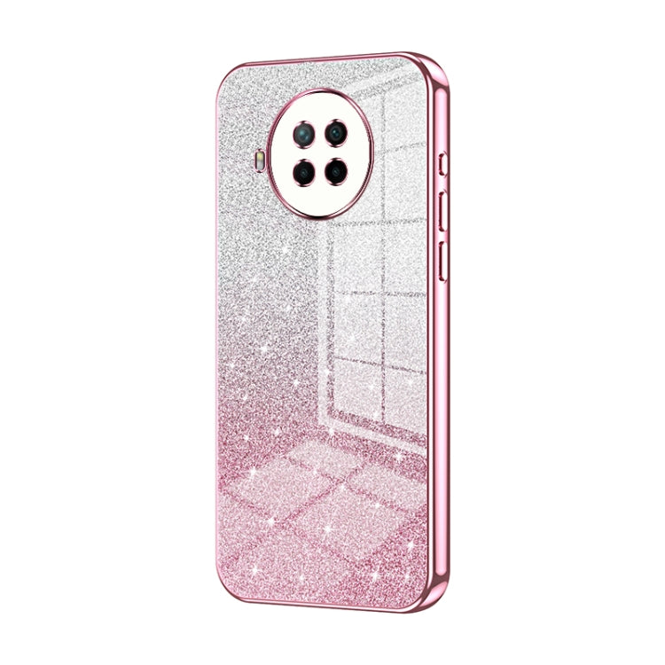For Xiaomi Redmi Note 9 Pro 5G/Mi 10T Lite Gradient Glitter Powder Electroplated Phone Case(Pink) by buy2fix