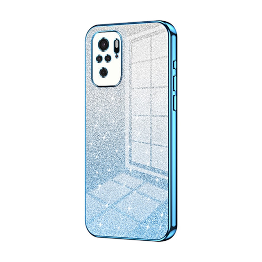 For Xiaomi Redmi Note 10/Note 10S Gradient Glitter Powder Electroplated Phone Case(Blue) by buy2fix
