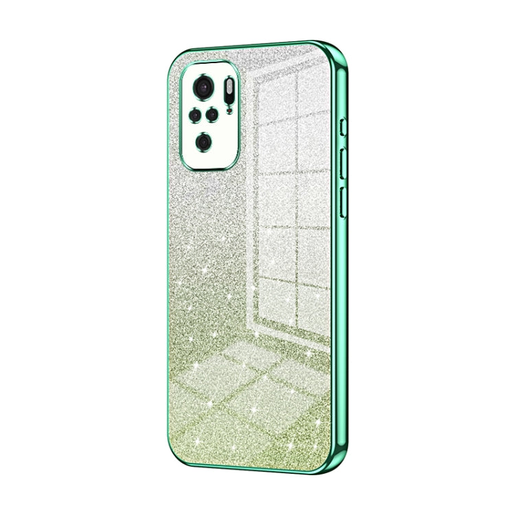 For Xiaomi Redmi Note 10/Note 10S Gradient Glitter Powder Electroplated Phone Case(Green) by buy2fix