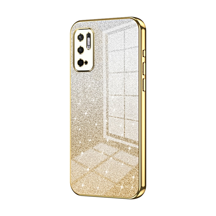 For Xiaomi Redmi Note 10 5G / Note 10T 5G Gradient Glitter Powder Electroplated Phone Case(Gold) by buy2fix