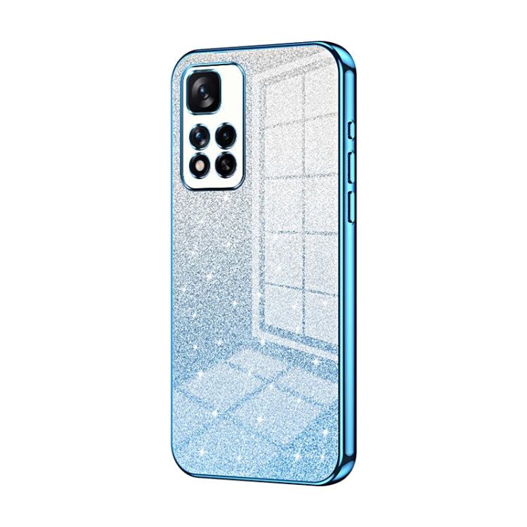 For Xiaomi Redmi Note 11 Pro+ 5G Gradient Glitter Powder Electroplated Phone Case(Blue) by buy2fix