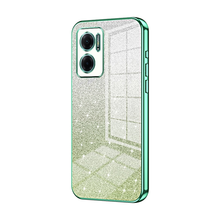 For Xiaomi Redmi Note 11E / Redmi 10 5G Gradient Glitter Powder Electroplated Phone Case(Green) by buy2fix