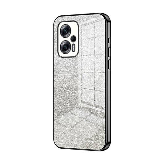 For Xiaomi Redmi Note 11T Pro/Poco X4 GT Gradient Glitter Powder Electroplated Phone Case(Black) - Xiaomi Cases by buy2fix | Online Shopping UK | buy2fix