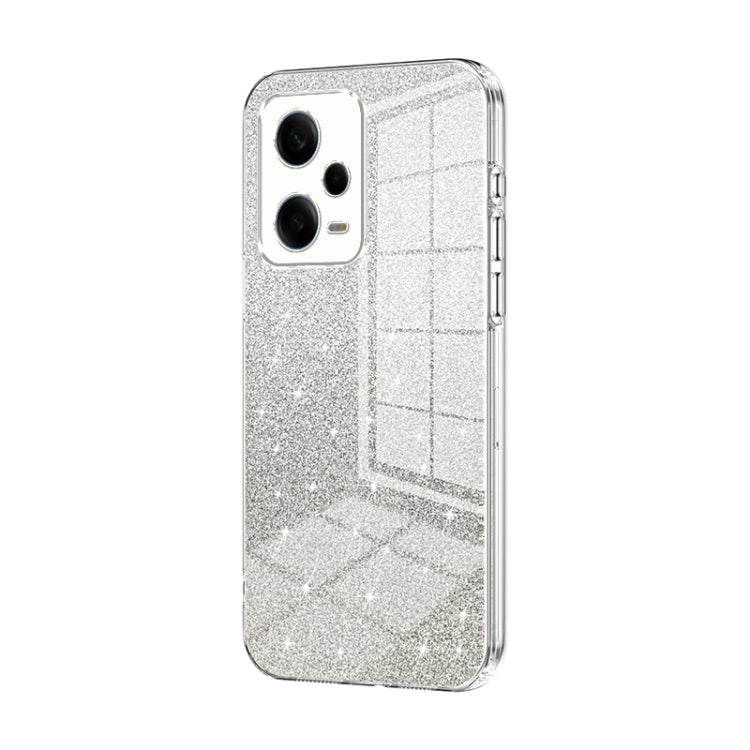 For Xiaomi Redmi Note 12 Pro 5G Gradient Glitter Powder Electroplated Phone Case(Transparent) by buy2fix