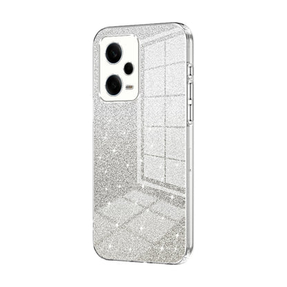 For Xiaomi Redmi Note 12 Pro 5G Gradient Glitter Powder Electroplated Phone Case(Transparent) by buy2fix
