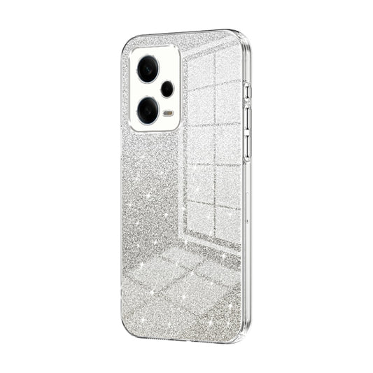 For Xiaomi Redmi Note 12 Pro 5G Gradient Glitter Powder Electroplated Phone Case(Transparent) by buy2fix