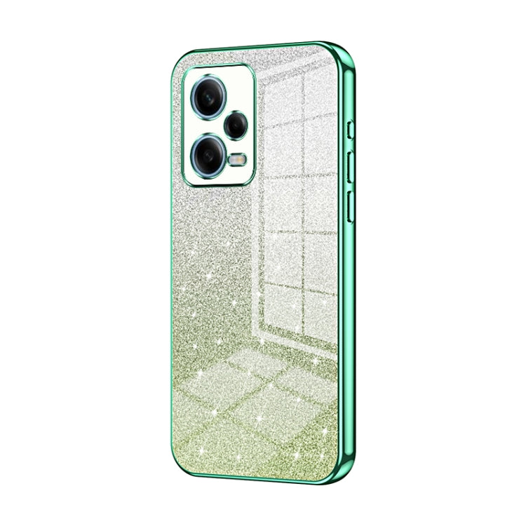 For Xiaomi Redmi Note 12 Pro 5G Gradient Glitter Powder Electroplated Phone Case(Green) by buy2fix