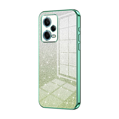 For Xiaomi Redmi Note 12 Pro 5G Gradient Glitter Powder Electroplated Phone Case(Green) by buy2fix