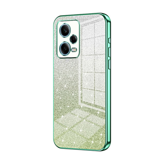 For Xiaomi Redmi Note 12 Pro 5G Gradient Glitter Powder Electroplated Phone Case(Green) by buy2fix