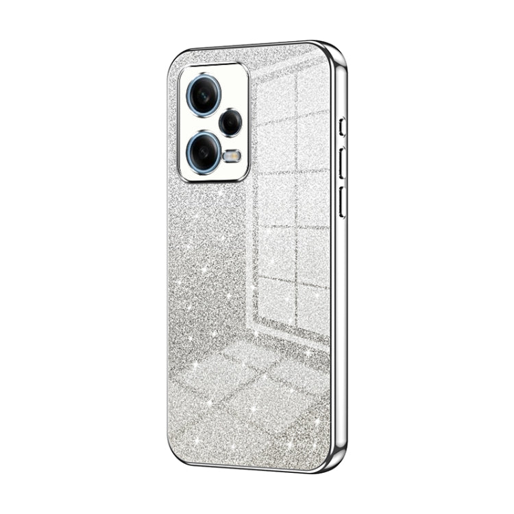 For Xiaomi Redmi Note 12 Pro 5G Gradient Glitter Powder Electroplated Phone Case(Silver) by buy2fix