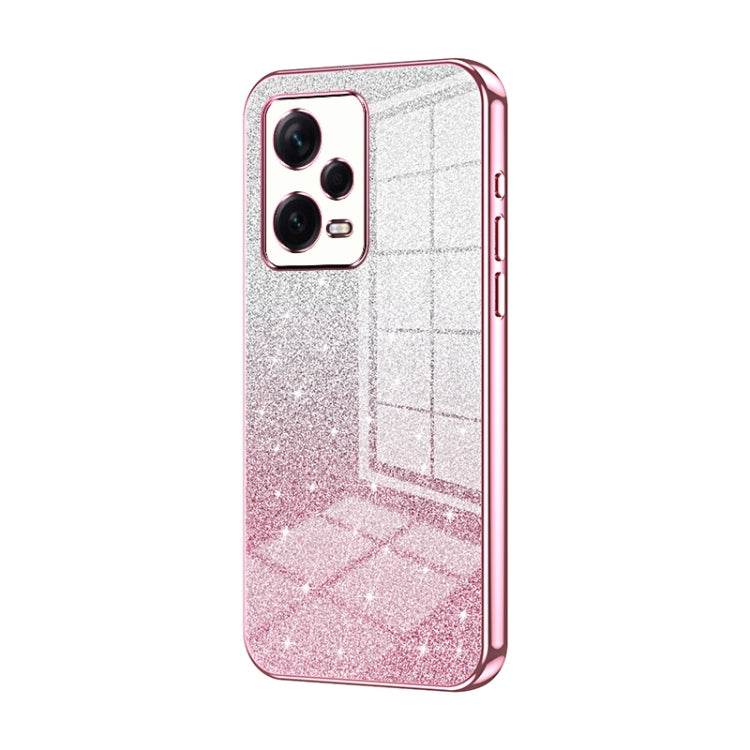 For Xiaomi Redmi Note 12 Pro+ Gradient Glitter Powder Electroplated Phone Case(Pink) by buy2fix