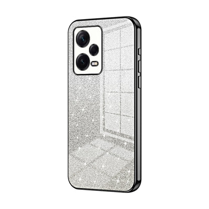 For Xiaomi Redmi Note 12 Pro+ Gradient Glitter Powder Electroplated Phone Case(Black) by buy2fix