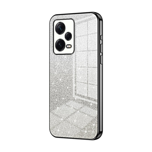 For Xiaomi Redmi Note 12 Pro+ Gradient Glitter Powder Electroplated Phone Case(Black) by buy2fix