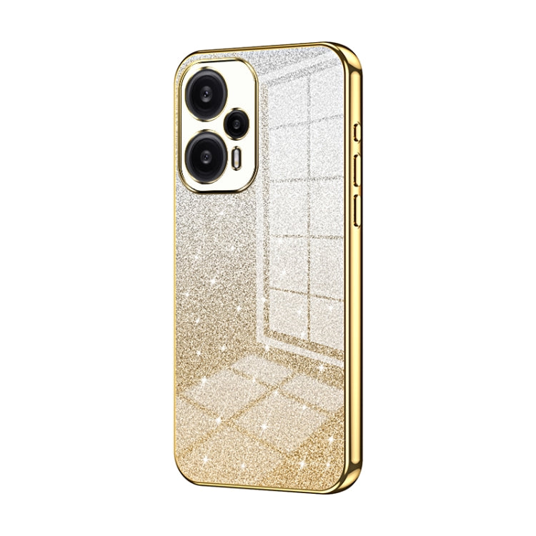 For Xiaomi Redmi Note 12 Turbo/Poco F5 Gradient Glitter Powder Electroplated Phone Case(Gold) by buy2fix