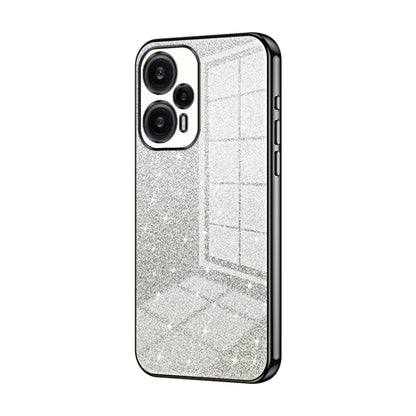 For Xiaomi Redmi Note 12 Turbo/Poco F5 Gradient Glitter Powder Electroplated Phone Case(Black) by buy2fix