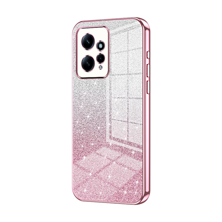 For Xiaomi Redmi Note 12 4G Gradient Glitter Powder Electroplated Phone Case(Pink) by buy2fix