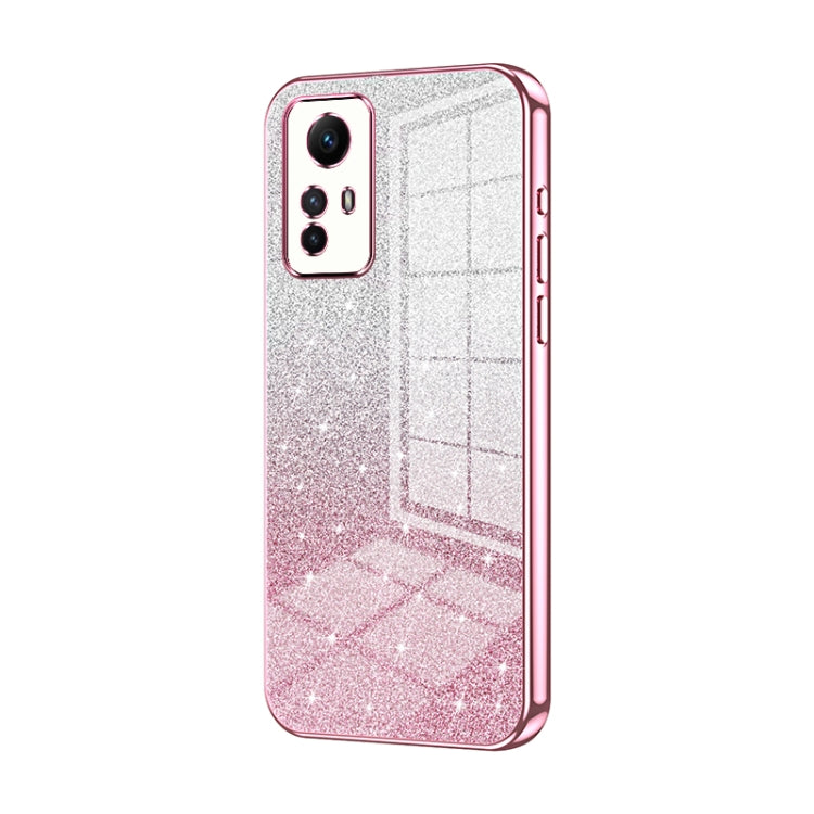 For Xiaomi Redmi Note 12S Gradient Glitter Powder Electroplated Phone Case(Pink) by buy2fix