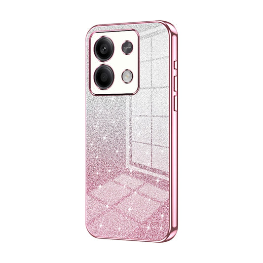 For Xiaomi Redmi Note 13 5G Gradient Glitter Powder Electroplated Phone Case(Pink) - Xiaomi Cases by buy2fix | Online Shopping UK | buy2fix