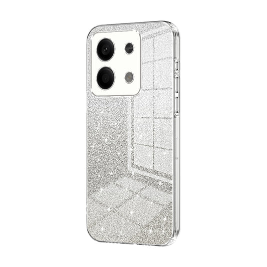 For Xiaomi Redmi Note 13 5G Gradient Glitter Powder Electroplated Phone Case(Transparent) - Xiaomi Cases by buy2fix | Online Shopping UK | buy2fix