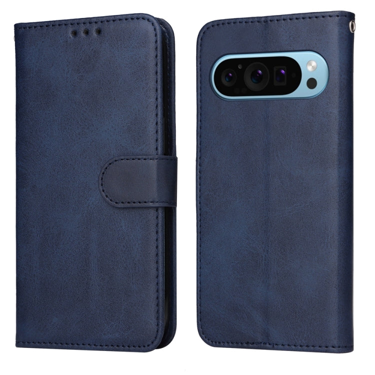 For Google Pixel 9 Classic Calf Texture Flip Leather Phone Case(Blue) by buy2fix