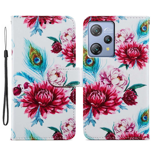 For Blackview A53 Pro Painted Pattern Horizontal Flip Leather Phone Case(Peacock Flower)