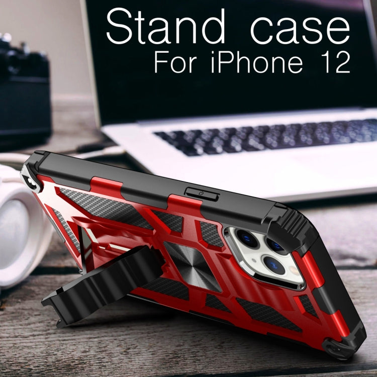 For iPhone 12 / 12 Pro Armor Shockproof TPU + PC Magnetic Protective Case with Holder(Blue) by buy2fix