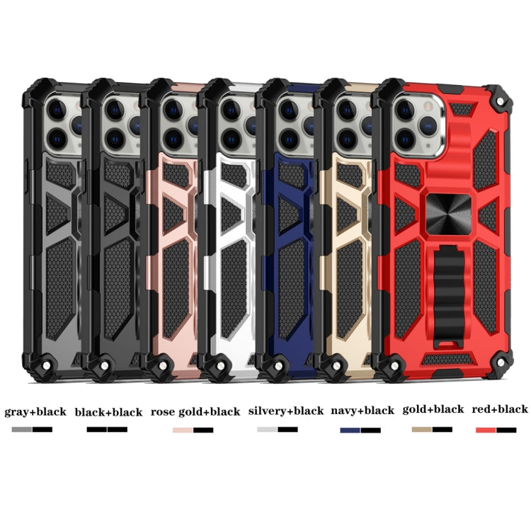 For iPhone 12 / 12 Pro Armor Shockproof TPU + PC Magnetic Protective Case with Holder(Blue) by buy2fix