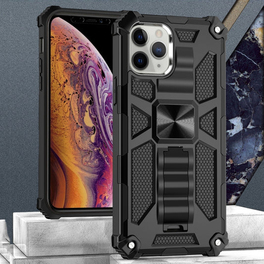 For iPhone 12 Pro Max Armor Shockproof TPU + PC Magnetic Protective Case with Holder(Black) by buy2fix
