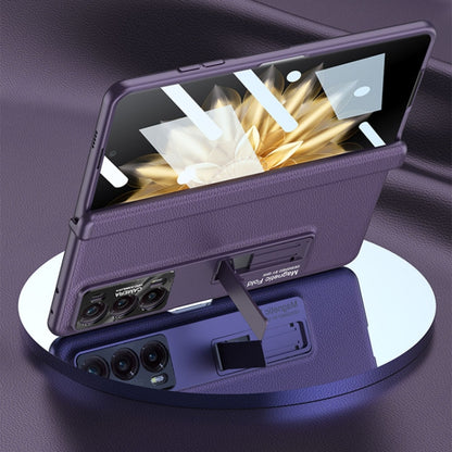 For Honor Magic V2 GKK Integrated Magnetic Hinge Flip Leather Phone Case with Holder(Purple) - Honor Cases by GKK | Online Shopping UK | buy2fix