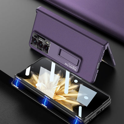 For Honor Magic V2 GKK Integrated Magnetic Hinge Flip Leather Phone Case with Holder(Carbon Fibre) - Honor Cases by GKK | Online Shopping UK | buy2fix