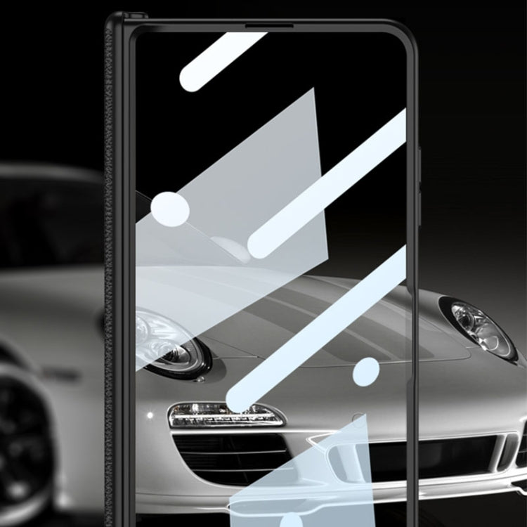 For Honor Magic V2 GKK Integrated Magnetic Hinge Flip Leather Phone Case with Holder(Carbon Fibre) - Honor Cases by GKK | Online Shopping UK | buy2fix