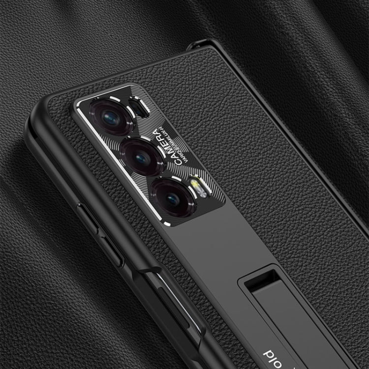 For Honor Magic V2 GKK Integrated Magnetic Hinge Flip Leather Phone Case with Holder(Carbon Fibre) - Honor Cases by GKK | Online Shopping UK | buy2fix