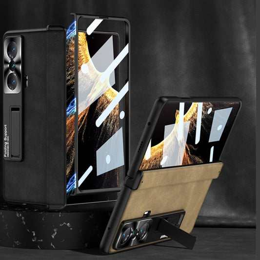 For Honor Magic VS GKK Integrated Frosted Fold Hinge Leather Phone Case with Holder(Black) - Honor Cases by GKK | Online Shopping UK | buy2fix