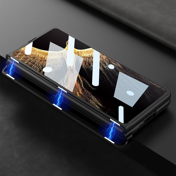 For Honor Magic VS GKK Integrated Frosted Fold Hinge Leather Phone Case with Holder(Brown) - Honor Cases by GKK | Online Shopping UK | buy2fix