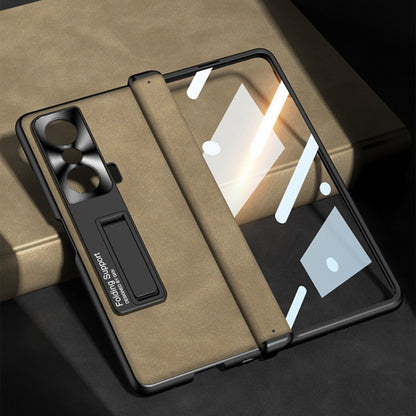 For Honor Magic VS GKK Integrated Frosted Fold Hinge Leather Phone Case with Holder(Grey) - Honor Cases by GKK | Online Shopping UK | buy2fix