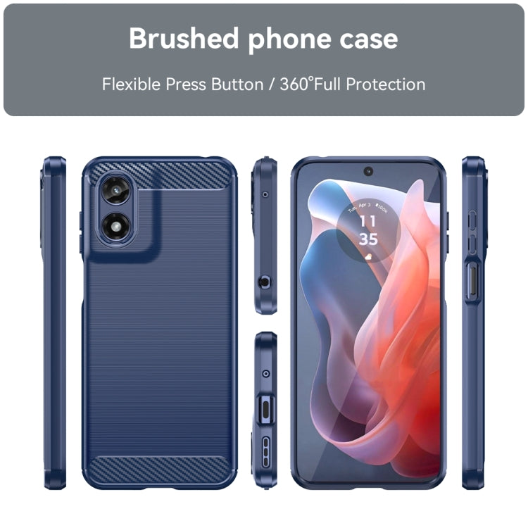 For Motorola Moto G Play 2024 Carbon Fiber Brushed Texture TPU Phone Case(Blue) by buy2fix