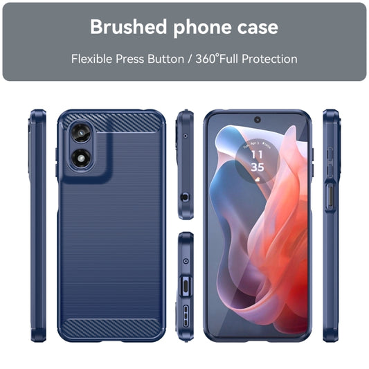 For Motorola Moto G Play 2024 Carbon Fiber Brushed Texture TPU Phone Case(Blue) by buy2fix