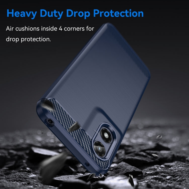 For Motorola Moto G Play 2024 Carbon Fiber Brushed Texture TPU Phone Case(Blue) by buy2fix