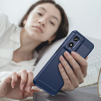 For Motorola Moto G Play 2024 Carbon Fiber Brushed Texture TPU Phone Case(Blue) by buy2fix