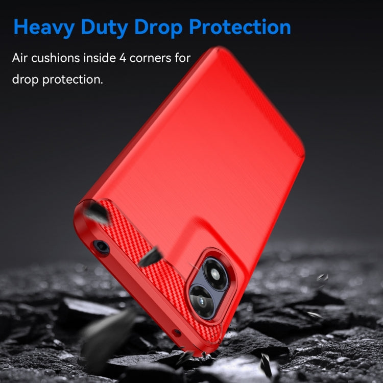 For Motorola Moto G Play 2024 Carbon Fiber Brushed Texture TPU Phone Case(Red) by buy2fix