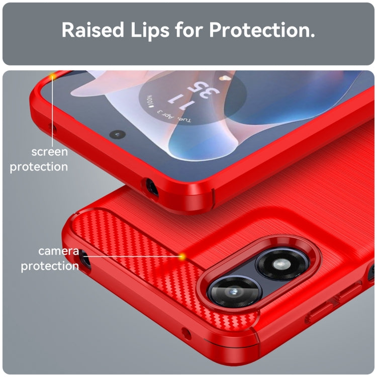 For Motorola Moto G Play 2024 Carbon Fiber Brushed Texture TPU Phone Case(Red) by buy2fix