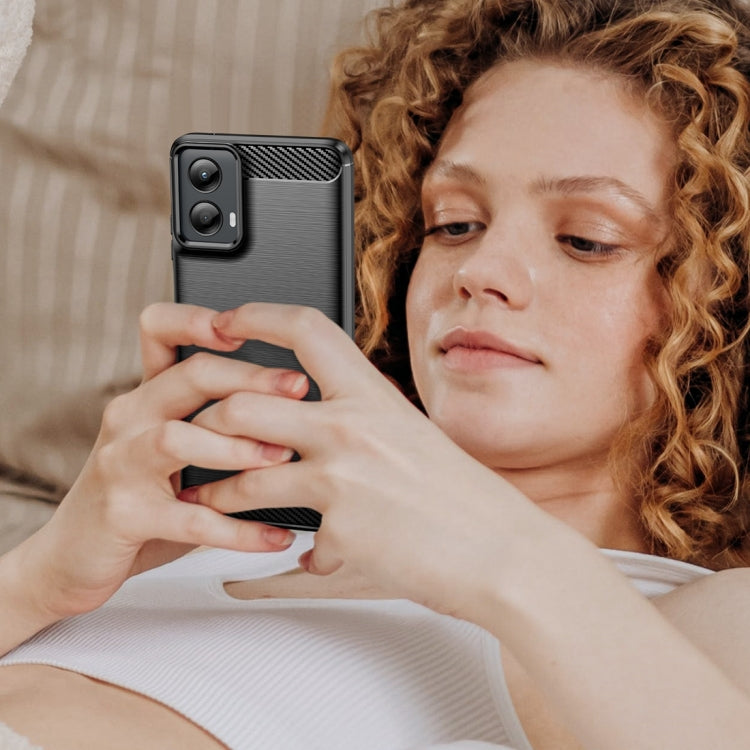 For Motorola Moto G 5G 2024 Carbon Fiber Brushed Texture TPU Phone Case(Black) by buy2fix