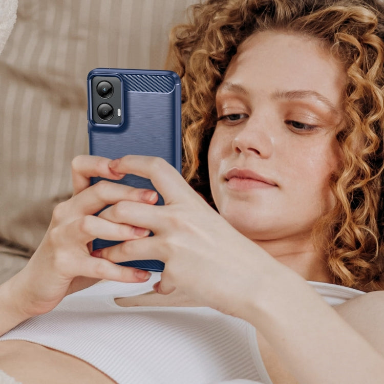 For Motorola Moto G 5G 2024 Carbon Fiber Brushed Texture TPU Phone Case(Blue) by buy2fix