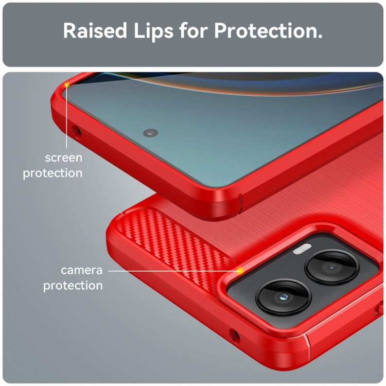 For Motorola Moto G 5G 2024 Carbon Fiber Brushed Texture TPU Phone Case(Red) by buy2fix