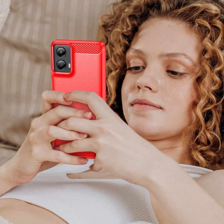 For Motorola Moto G 5G 2024 Carbon Fiber Brushed Texture TPU Phone Case(Red) by buy2fix