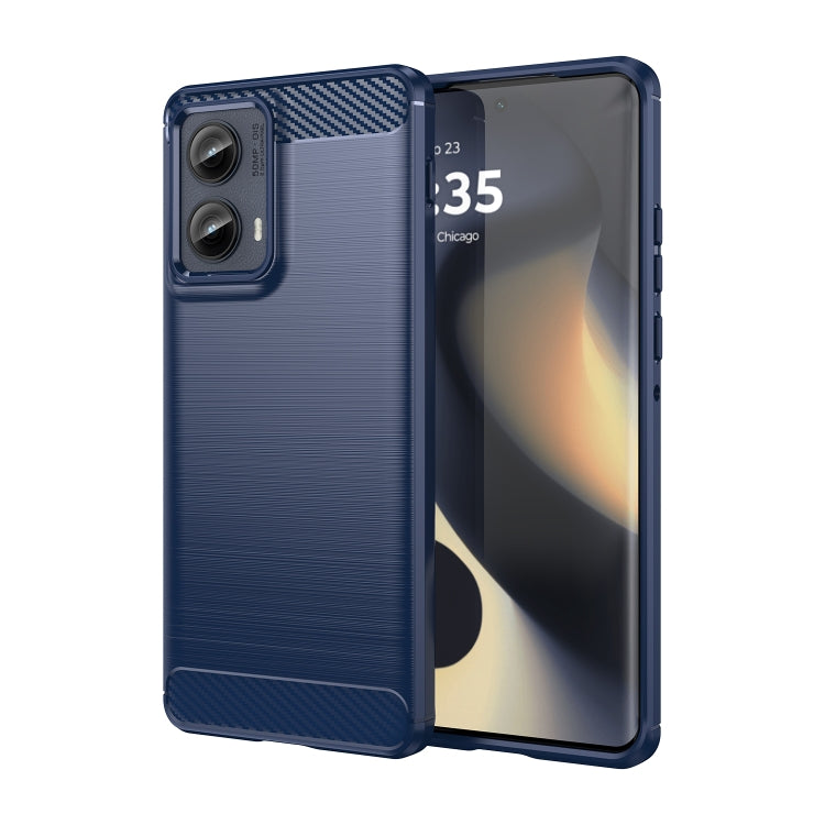 For Motorola Edge 2024 Carbon Fiber Brushed Texture TPU Phone Case(Blue) by buy2fix