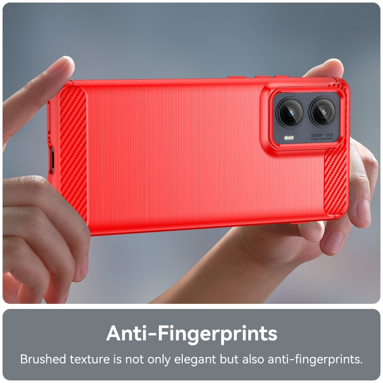 For Motorola Edge 2024 Carbon Fiber Brushed Texture TPU Phone Case(Red) by buy2fix