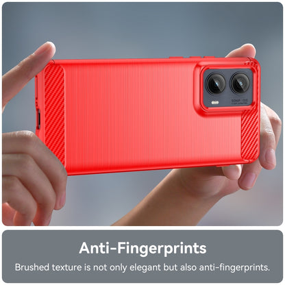 For Motorola Edge 2024 Carbon Fiber Brushed Texture TPU Phone Case(Red) by buy2fix