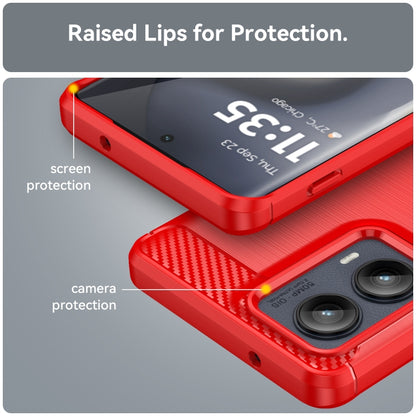 For Motorola Edge 2024 Carbon Fiber Brushed Texture TPU Phone Case(Red) by buy2fix