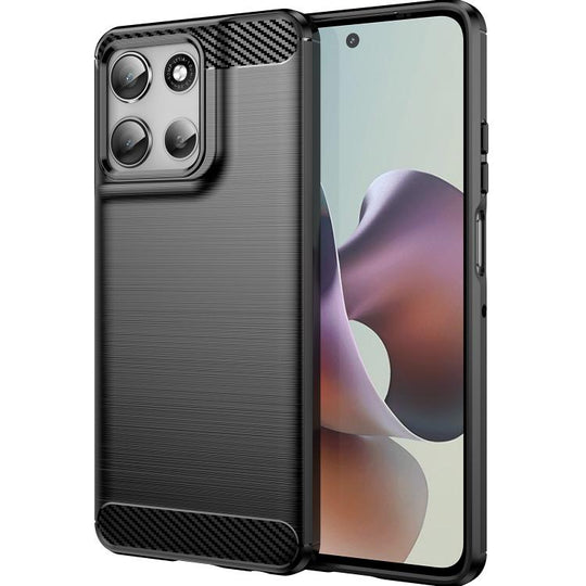 For Motorola Moto G56 5G Carbon Fiber Brushed Texture TPU Phone Case(Black)
